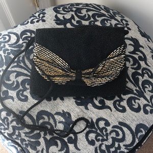 Rare Vintage Black Beaded Evening Shoulder Bag